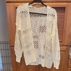 Cream Open-Knit Women's Sweater